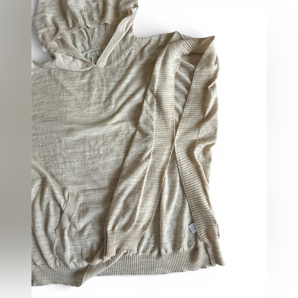 Loft Sandy Hooded Short Sleeve Poncho Sweater Lightweight Coastal
